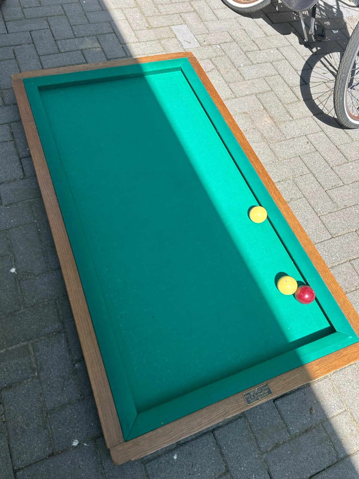 Antieke Klein WERELD Biljarttafel met accessoires, Sport en Fitness, Ophalen, Gebruikt, Biljarttafel