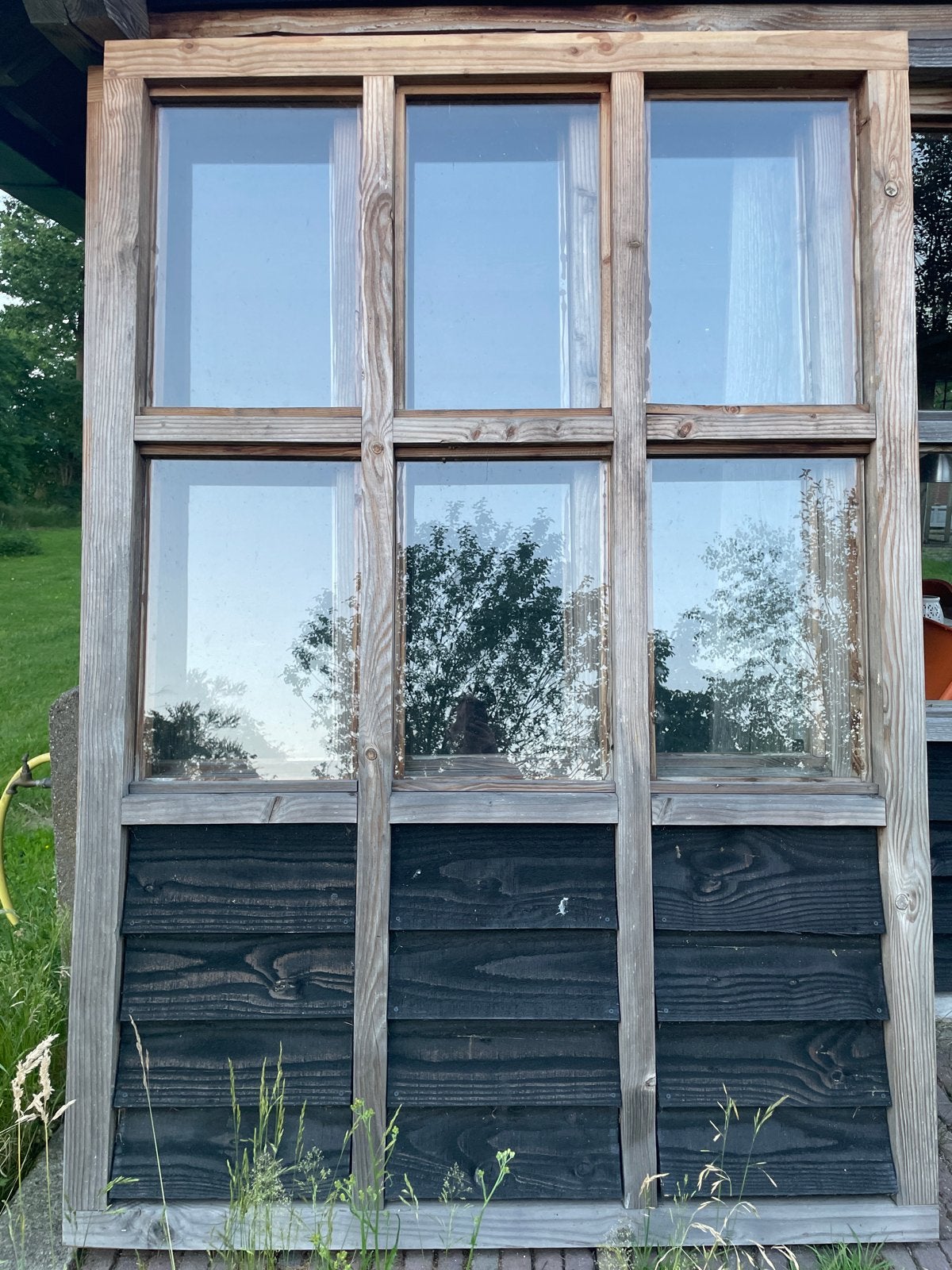 Houten raamkozijn 2x, Gebruikt, Overige typen, Ophalen of Verzenden, 75 tot 150 cm