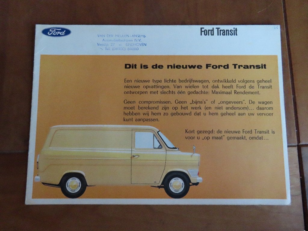 Folder Ford Transit 1965, zeer mooi!, Ford, Ophalen of Verzenden, Zo goed als nieuw, Ford