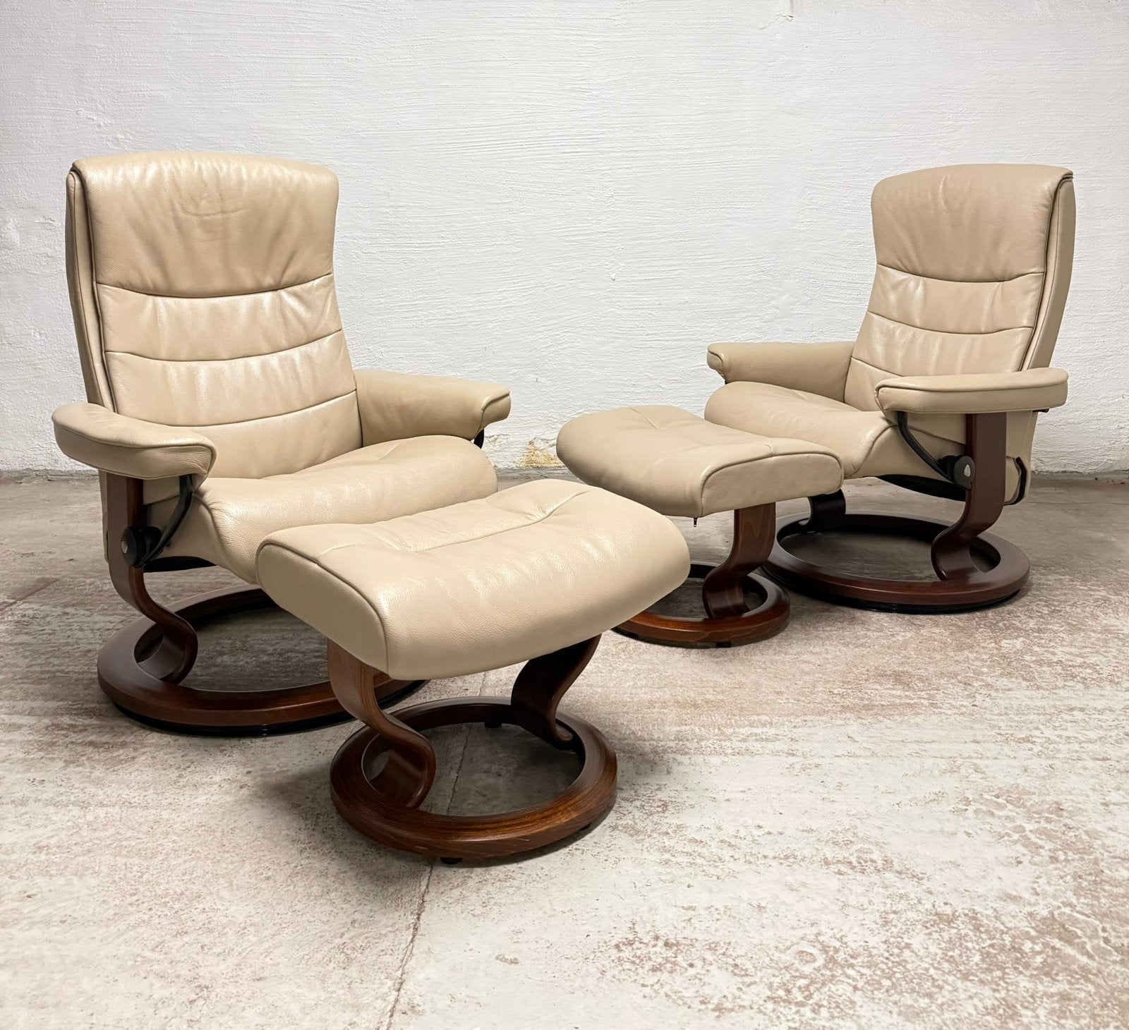 Design fauteuils Stressless Nordic | Beige | Nieuwstaat, Huis en Inrichting, Fauteuils, Ophalen, 75 tot 100 cm, Zo goed als nieuw