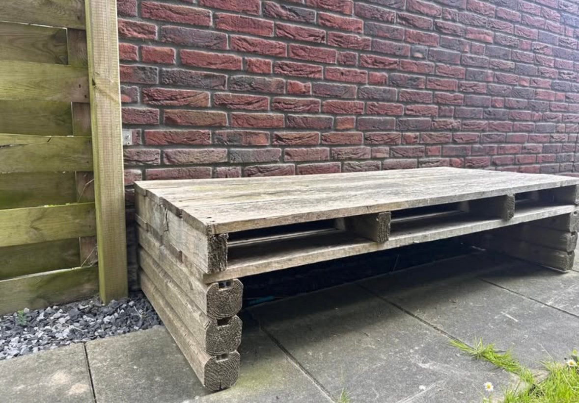 Palletbankje: gratis af te halen, Ophalen, Gebruikt
