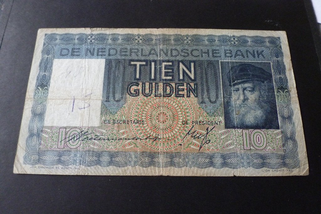 Bankbiljet - oude 10 gulden Grijsaard 1933 2 letters 6 cijf, Ophalen of Verzenden, 10 gulden, Los biljet