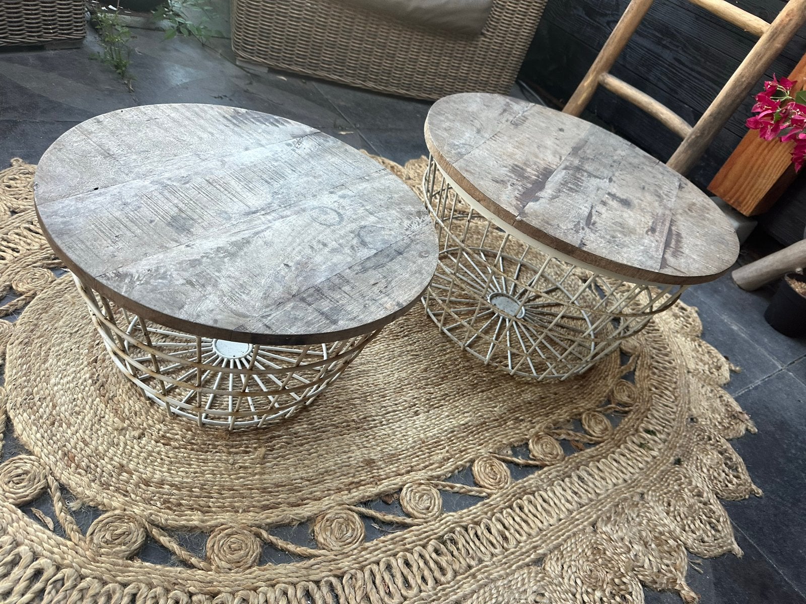 2x Salontafel Woood voor veranda met opbergruimte, Ophalen, Gebruikt
