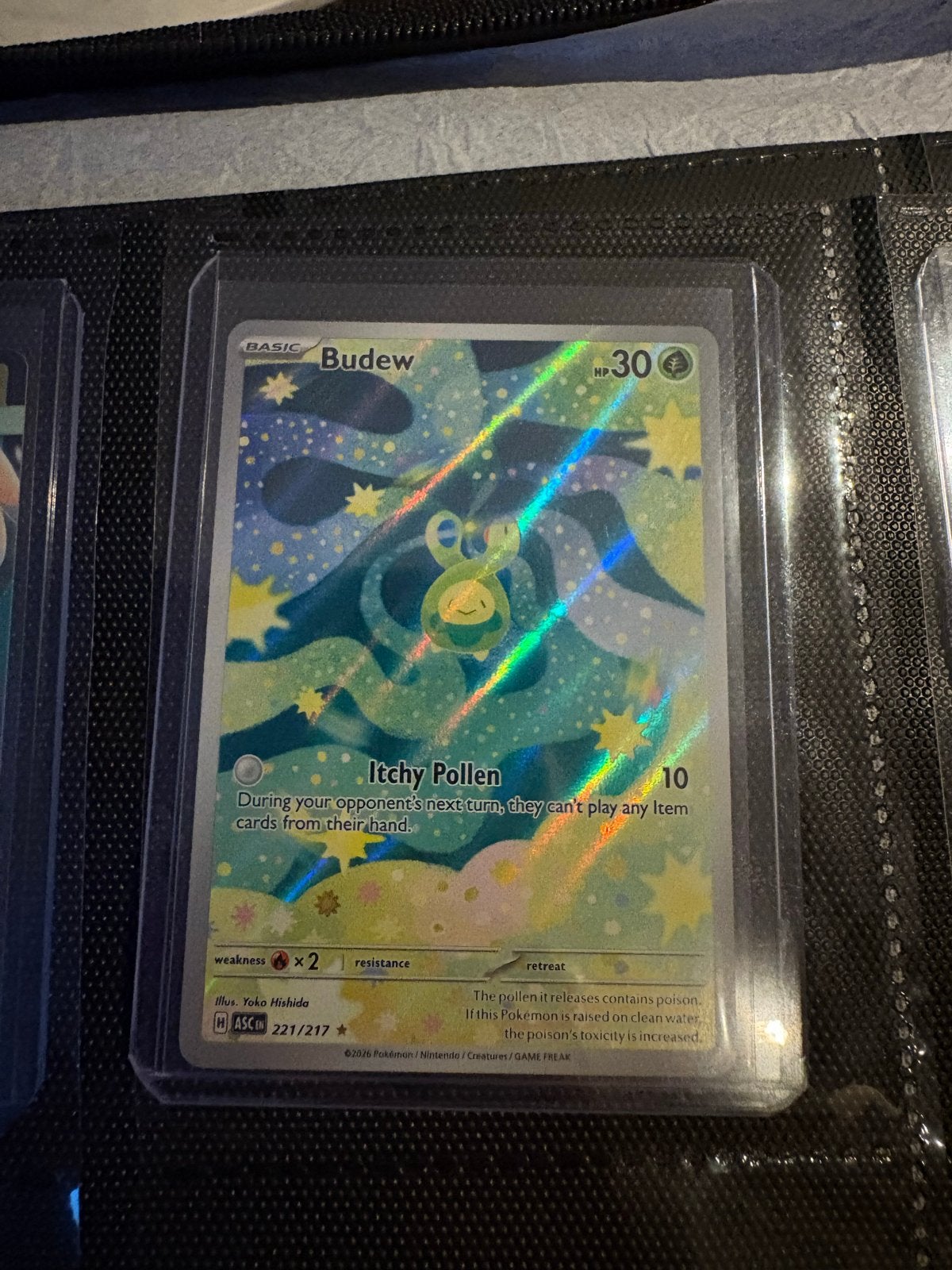 Pokémon Kaart Budew 221/217, Ophalen of Verzenden, Zo goed als nieuw, Losse kaart, Foil