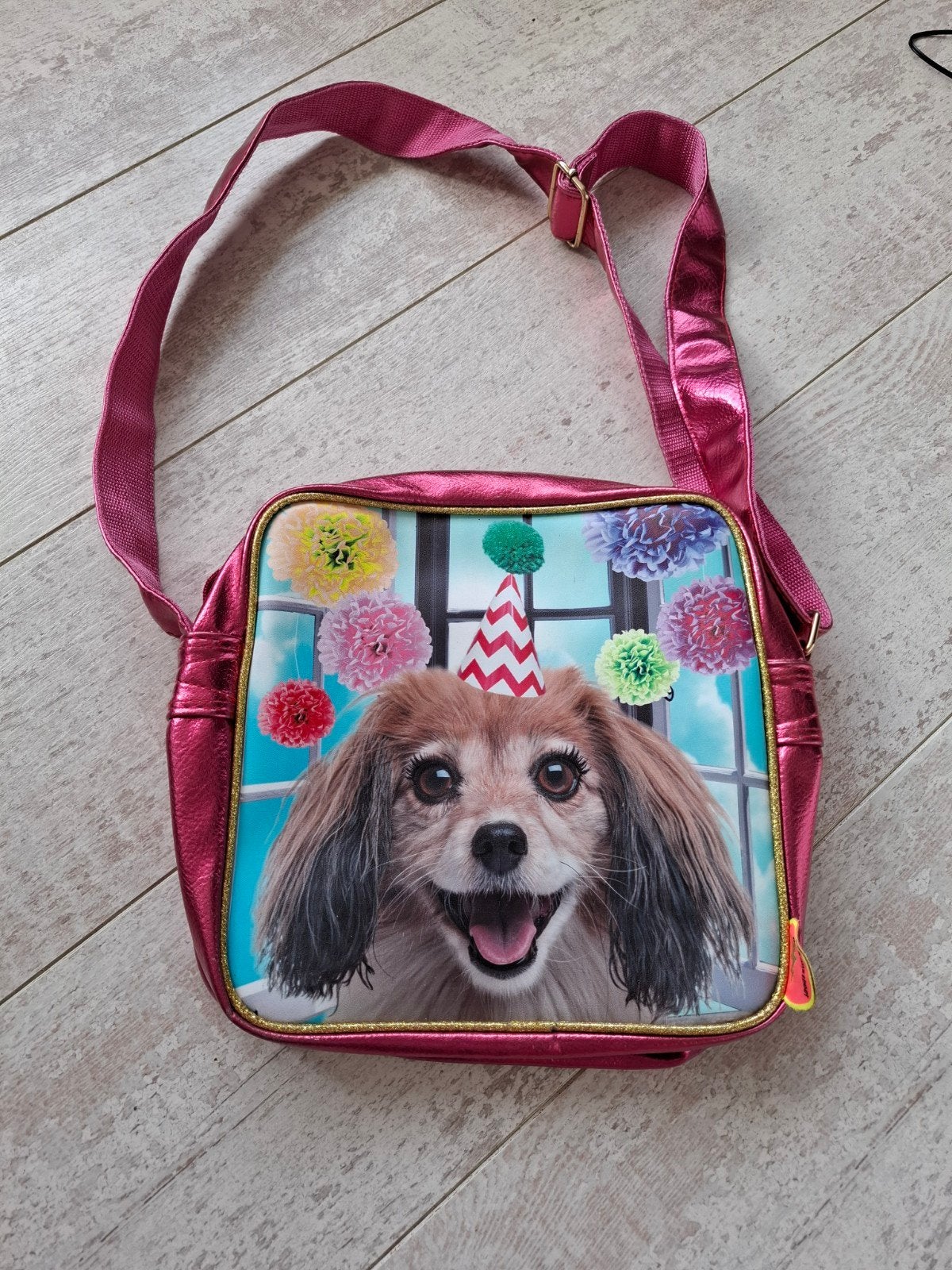 Schoudertas van de kunstboer met hond, Ophalen of Verzenden, Gebruikt, Roze, Overige merken