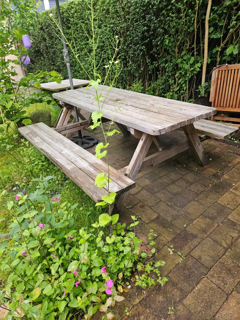 Houten picknicktafel met banken 177x70 cm, Tuin en Terras, Ophalen, Rechthoekig, Hout