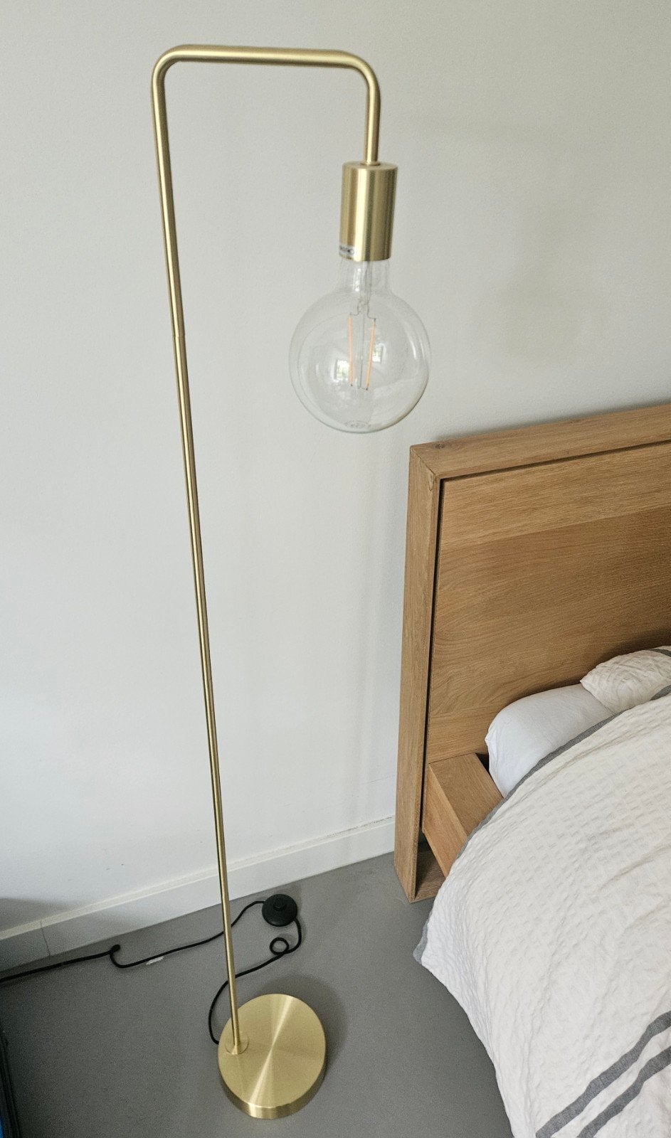 Gouden Vloerlamp met Edison Lamp - Modern Design, Ophalen, Modern, Industrieel, 100 tot 150 cm, Zo goed als nieuw