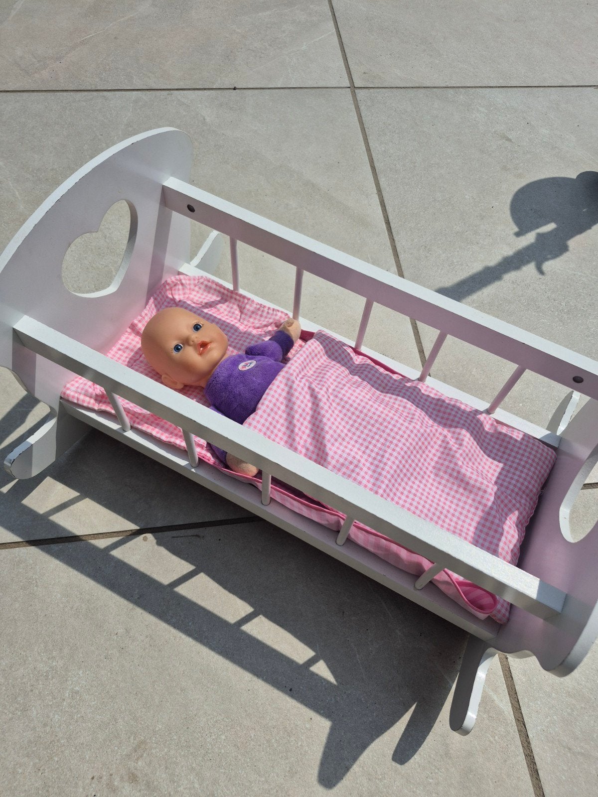 Babyborn met kinderbedje en deken/kussentje, Ophalen, Gebruikt, Babypop