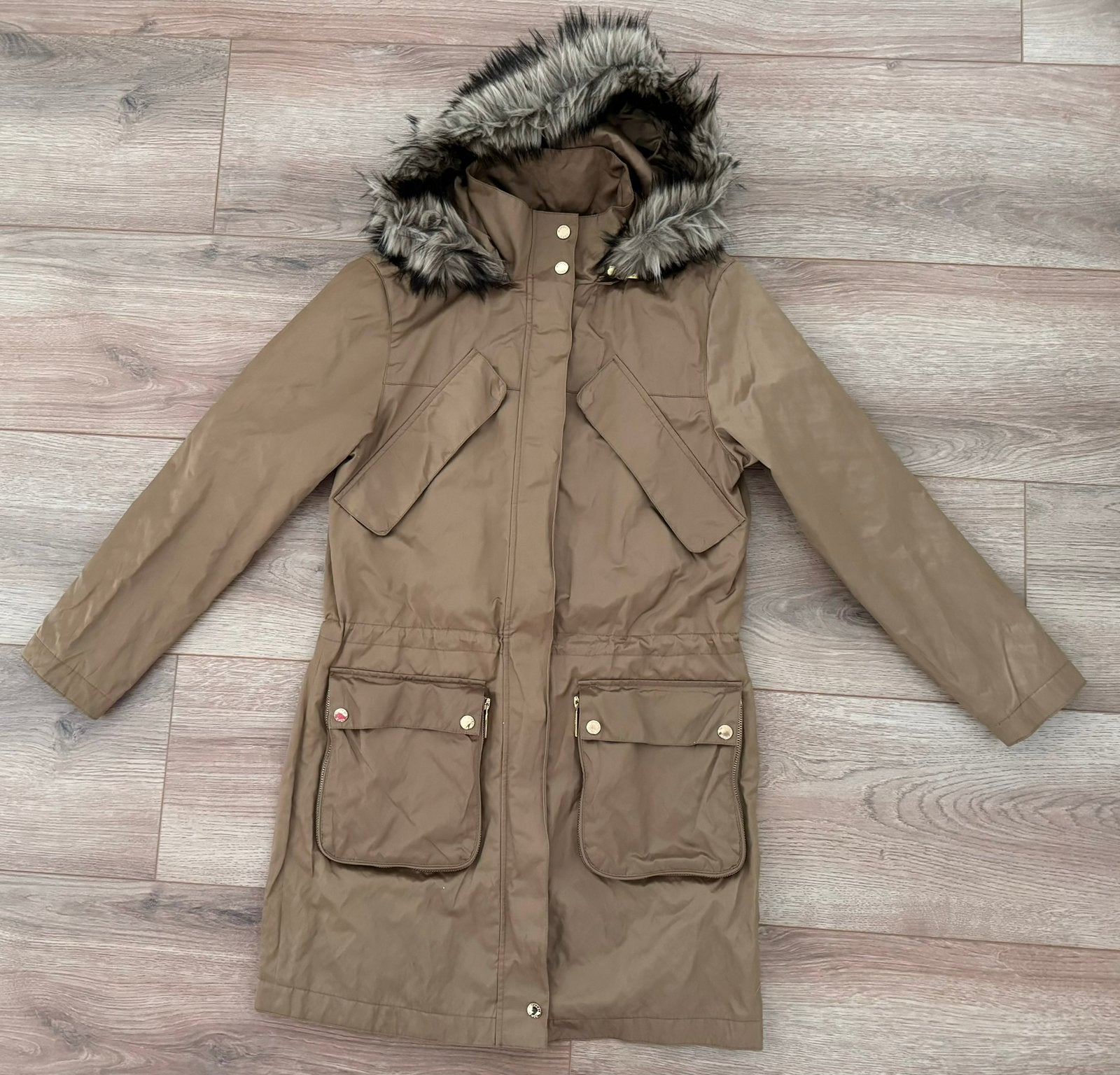 Michael Kors parka jas met bontkraag - Maat XS, Verzenden, Gedragen, Maat 34 (XS) of kleiner, Goud