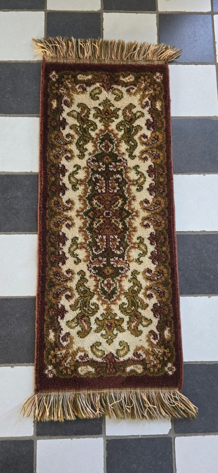 Vintage tafelkleed loper smyrna 91x33, Huis en Inrichting, Minder dan 50 cm, Gebruikt, 50 tot 100 cm, Groen