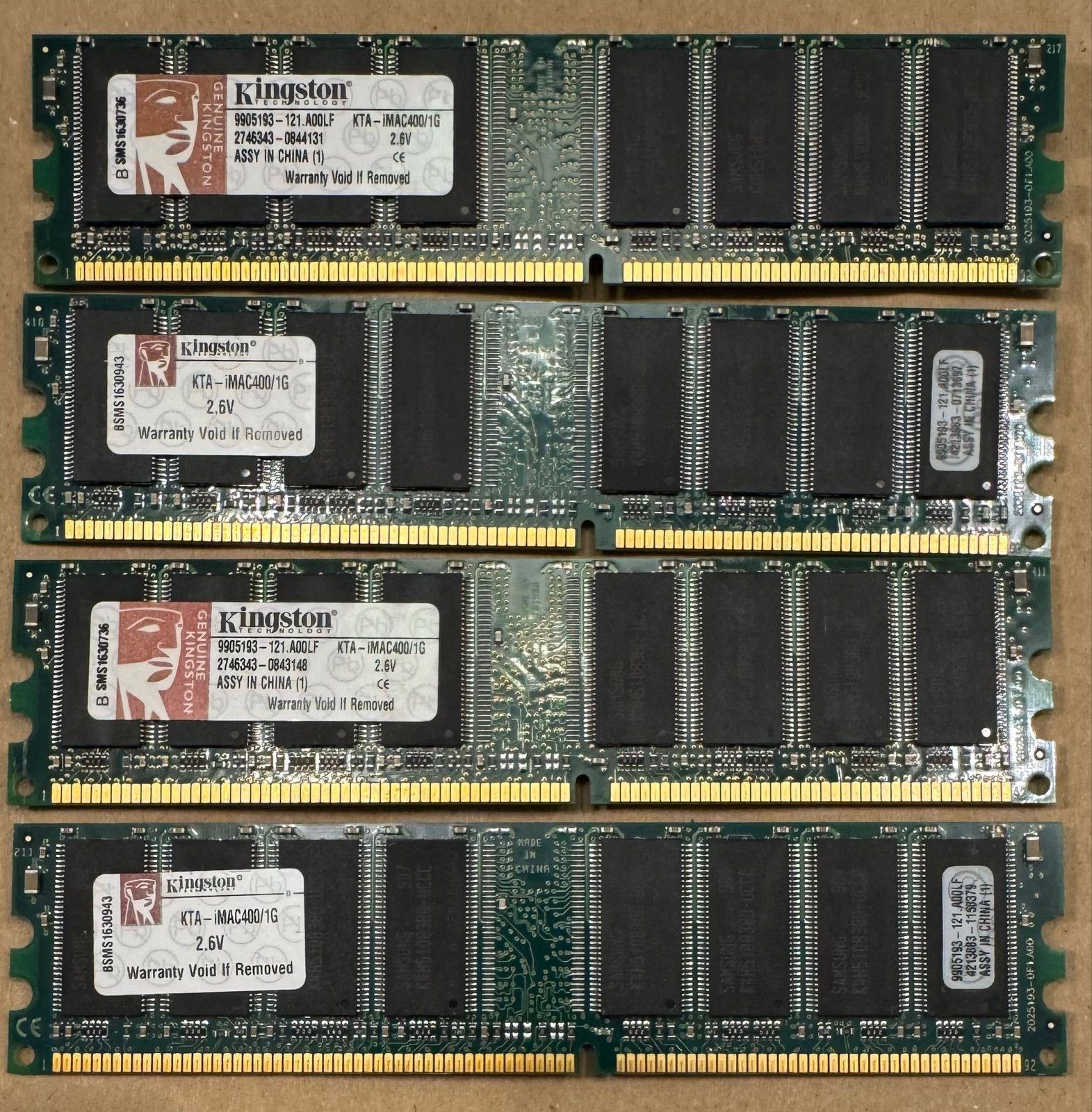 4x Kingston KTA-IMAC400/1G DDR RAM Geheugenmodules, Gebruikt, Ophalen of Verzenden, DDR, Desktop
