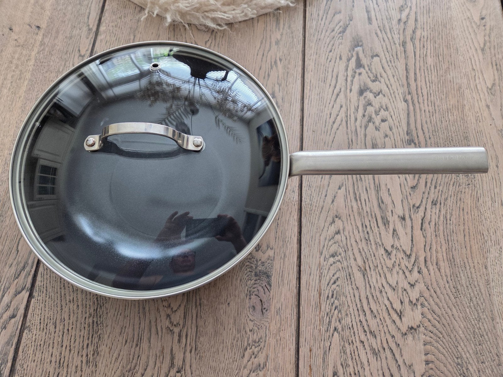 Greenpan wokpan met deksel, Huis en Inrichting, Keuken | Potten en Pannen, Ophalen of Verzenden, Nieuw, Rvs, Wok