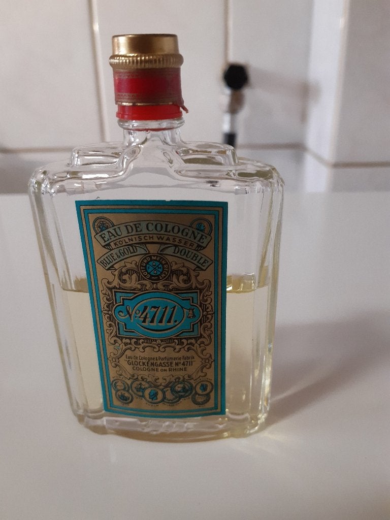 Vintage 4711 Molanus export-fles met dubbele dop, Verzamelen, Ophalen of Verzenden, Gebruikt, Parfumfles, Gevuld
