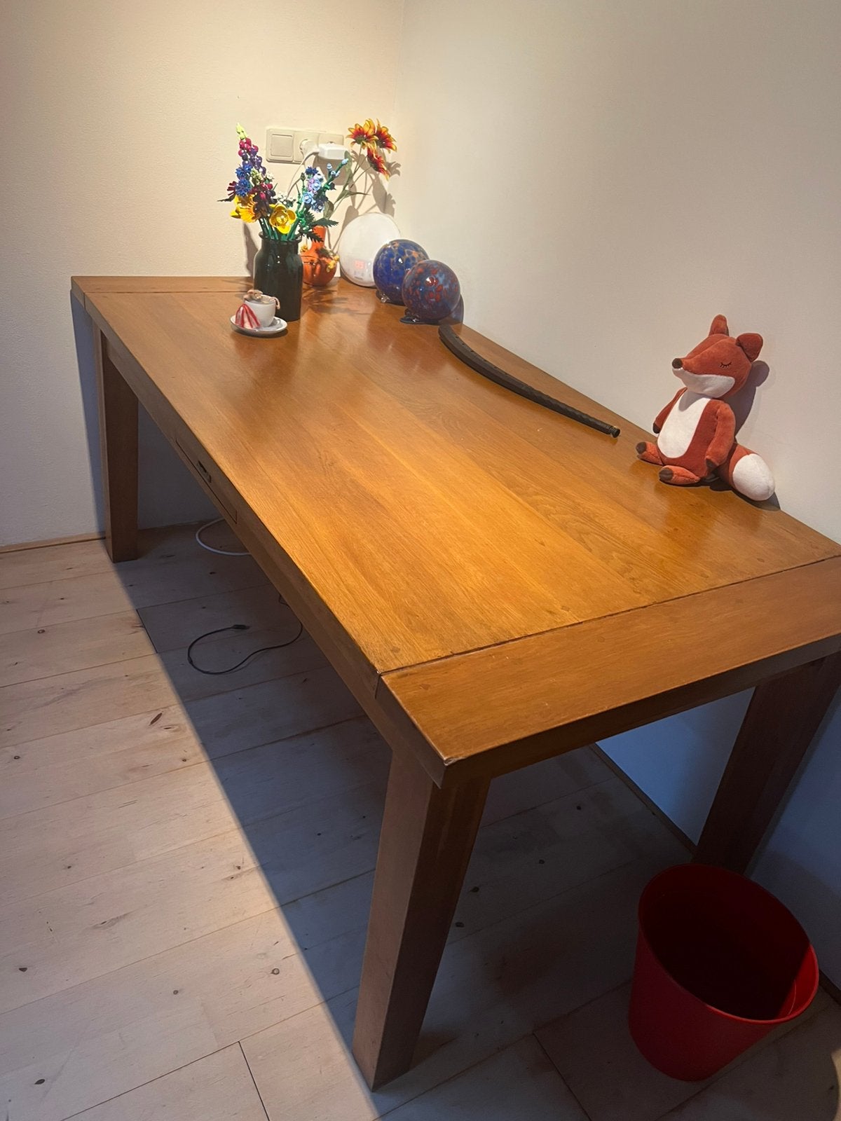 Massief lichtbruine eikenhouten eettafel 179,5 x 88,8 x 78, Huis en Inrichting, Tafels | Eettafels, Ophalen, Gebruikt, Eikenhout