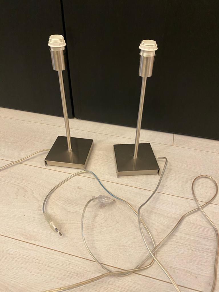 Set van 2 Massive Tafellampen - Geborsteld Metaal, Huis en Inrichting, Lampen | Tafellampen, Ophalen of Verzenden, Zo goed als nieuw