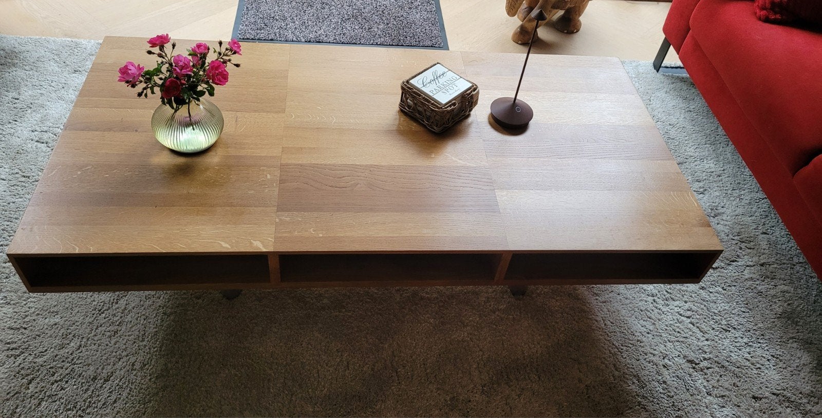 Mooie eikenhouten salontafel van Van der Linde Interieur, Ophalen, Gebruikt, 100 tot 150 cm, Eikenhout