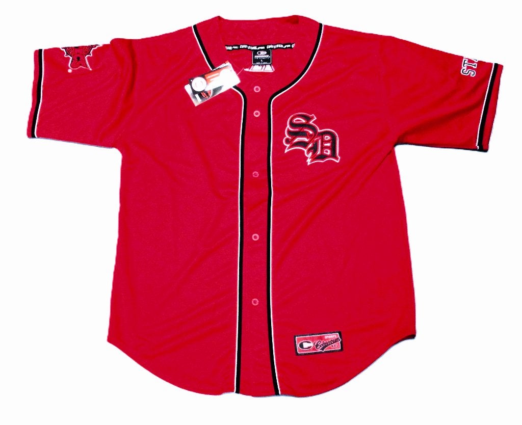 San diego aztecs baseball jersey by colosseum red, Sport en Fitness, Honkbal en Softbal, Honkbal, Info@taurusvintage.nl, Nieuw