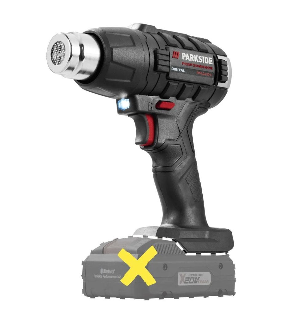 Parkside Accu-heteluchtpistool 20 V inclusief koffer, Doe-het-zelf en Verbouw, Ophalen, Zo goed als nieuw, Boor- en Schroefmachine