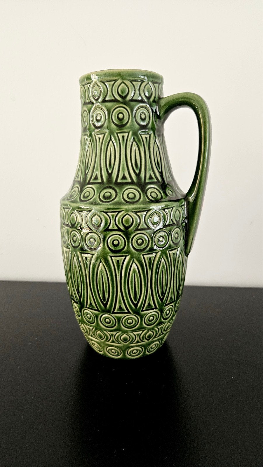 Vintage Scheurich West Germany 423-25 Vaas - Groen Keramiek, Antiek en Kunst, Ophalen