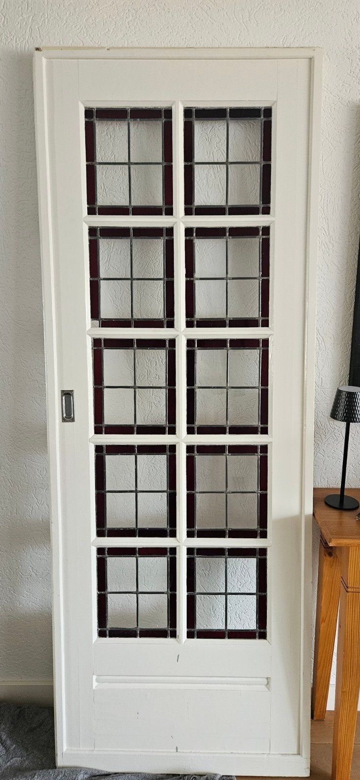 Binnendeur met orgineel glas-in-lood, Gebruikt, 80 tot 100 cm, Binnendeur, Ophalen of Verzenden