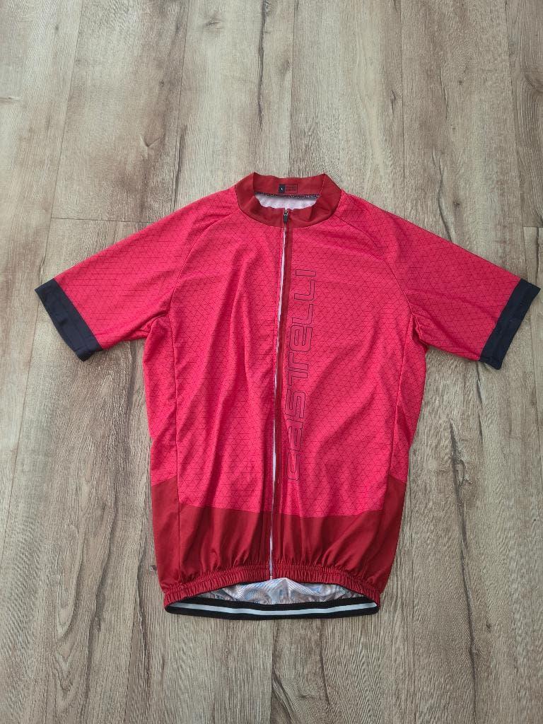 Prachtig rood fietsshirt, wielren shirt van Castelli, maat L, Castelli, Onb, Ophalen of Verzenden, Onb