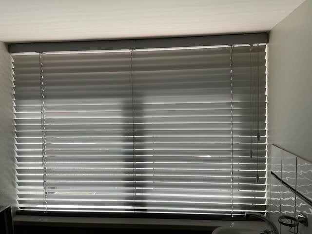 Stijlvolle Decorette jaloezieën mat zilvergrijs 255x115cm, Ophalen, Jaloezie, Gebruikt, Overige merken