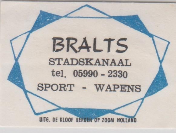 Bralts Stadskanaal Sport - Wapens, Verzenden, Zo goed als nieuw, Luciferdoosjes of -merken
