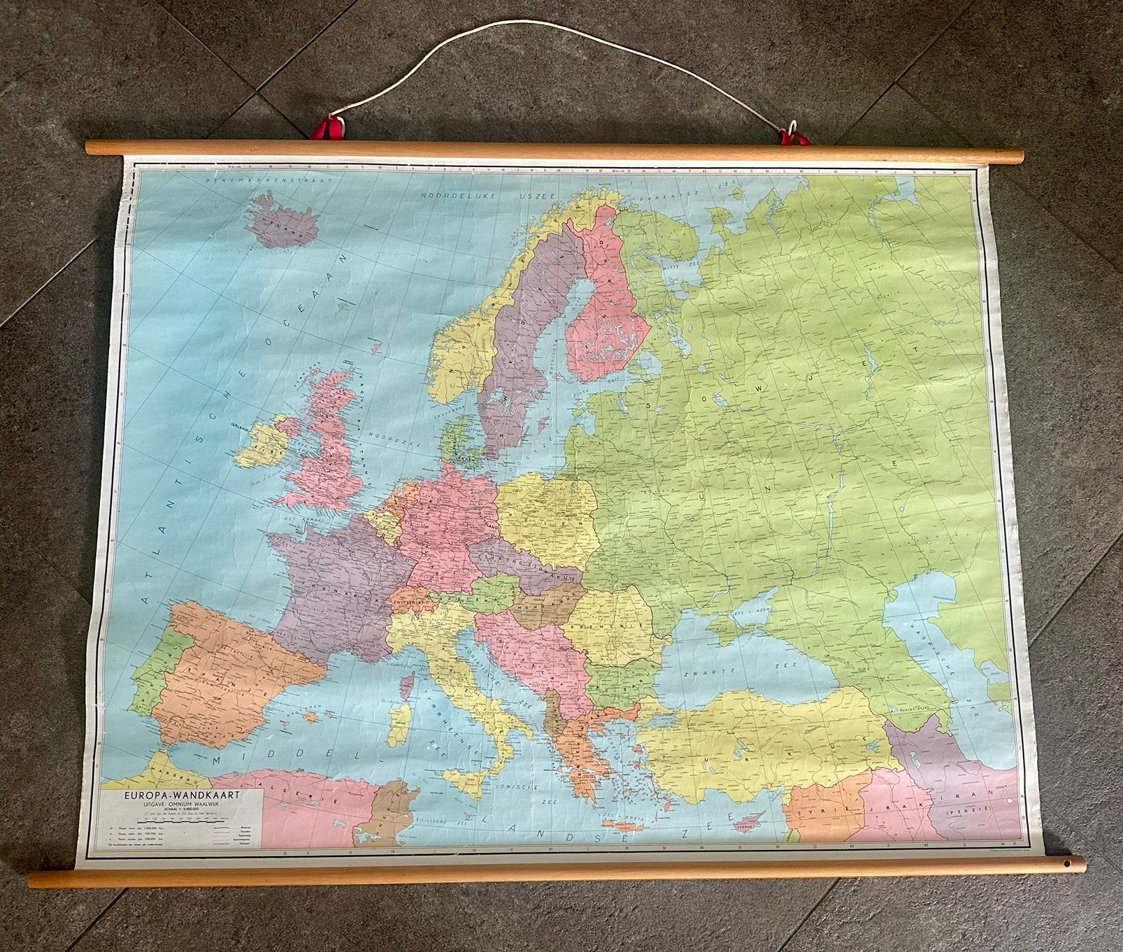 Vintage schoolkaart Europa, Ophalen, Aardrijkskunde