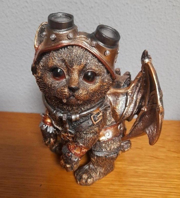 Steampunk kat als vleermuis, Verzamelen, Beelden en Beeldjes, Zo goed als nieuw, Dier, Ophalen