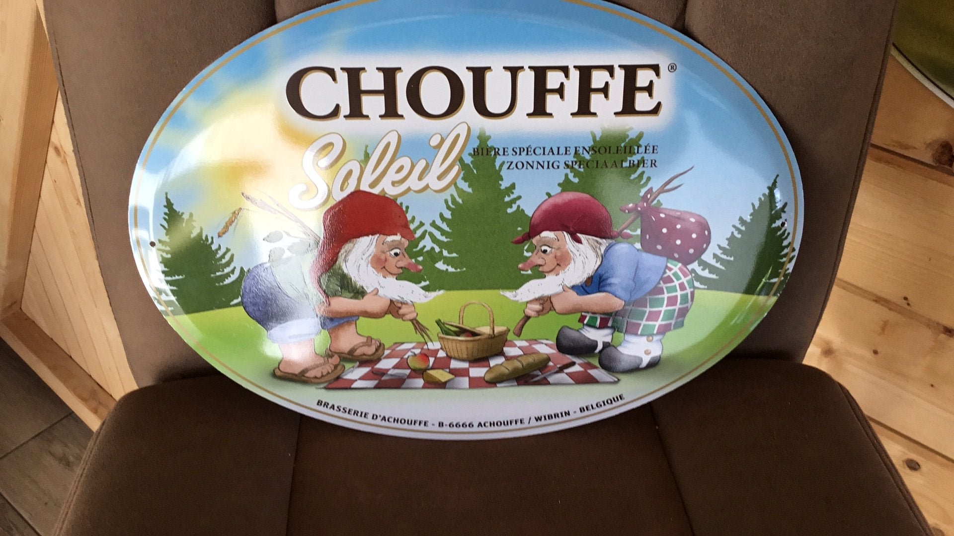 Bord la chouffe, Verzamelen, Biermerken, Ophalen of Verzenden, Zo goed als nieuw, Reclamebord, Plaat of Schild, Overige merken