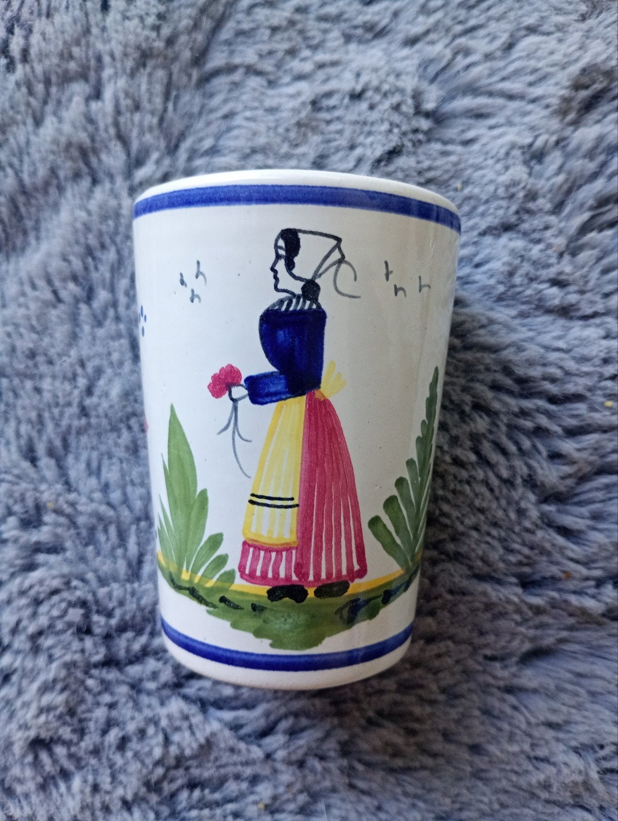 Vintage HB Quimper Frankrijk Beker - Handgeschilderd, Ophalen of Verzenden