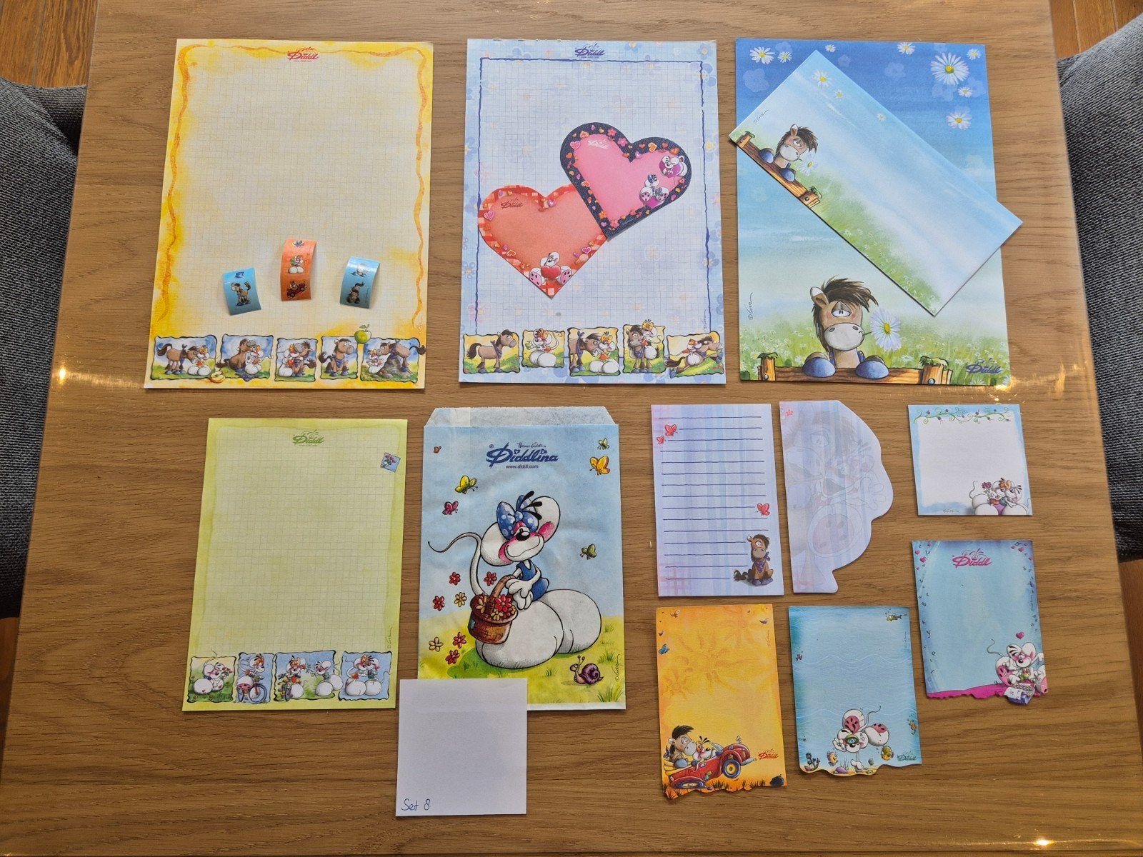 Diddl verzamelset met envelop, Diddlina tasje, stickers, Ophalen of Verzenden, Zo goed als nieuw, Papier, Kaart of Schrift