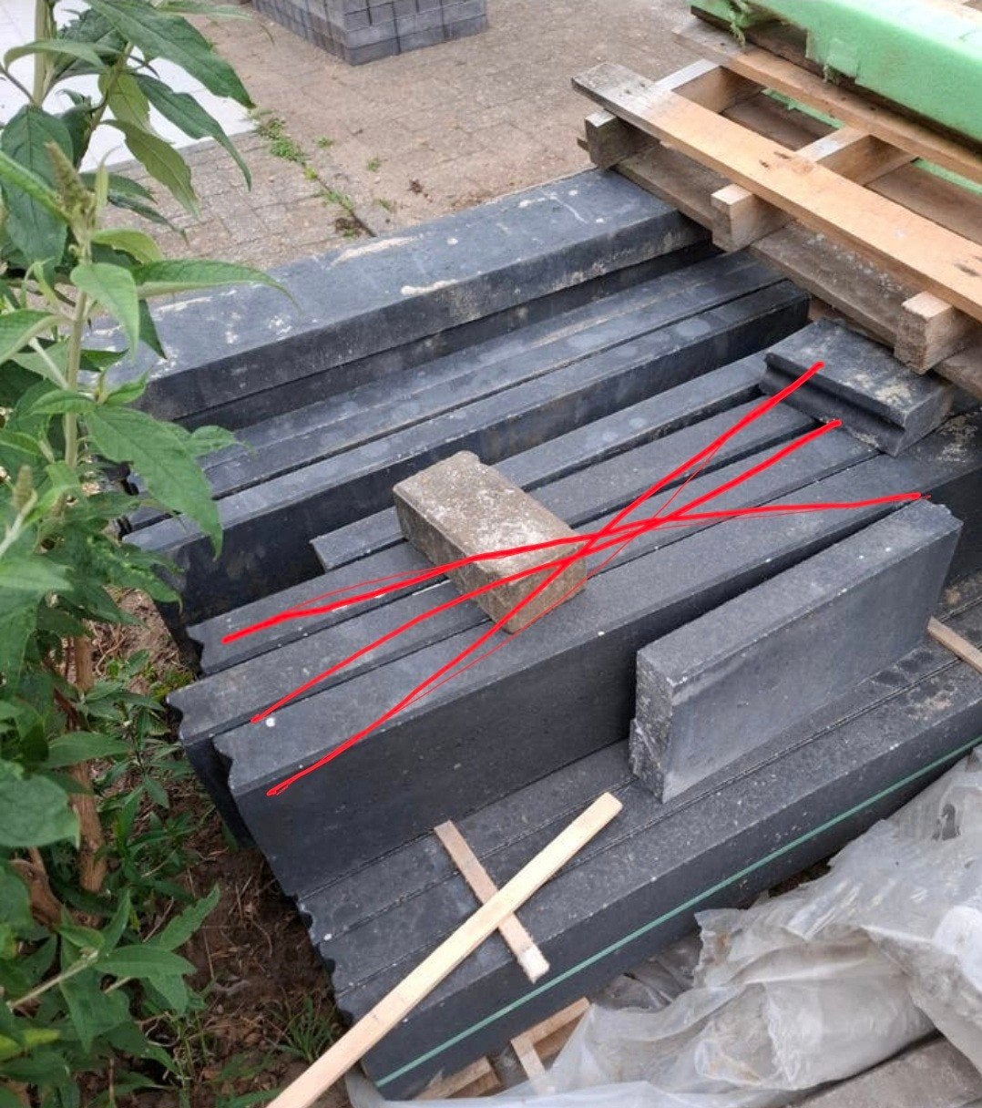 25 Nieuwe opsluitbanden 6x20x100 met kleine stukken, Ophalen, Nieuw, Antraciet, Overige typen
