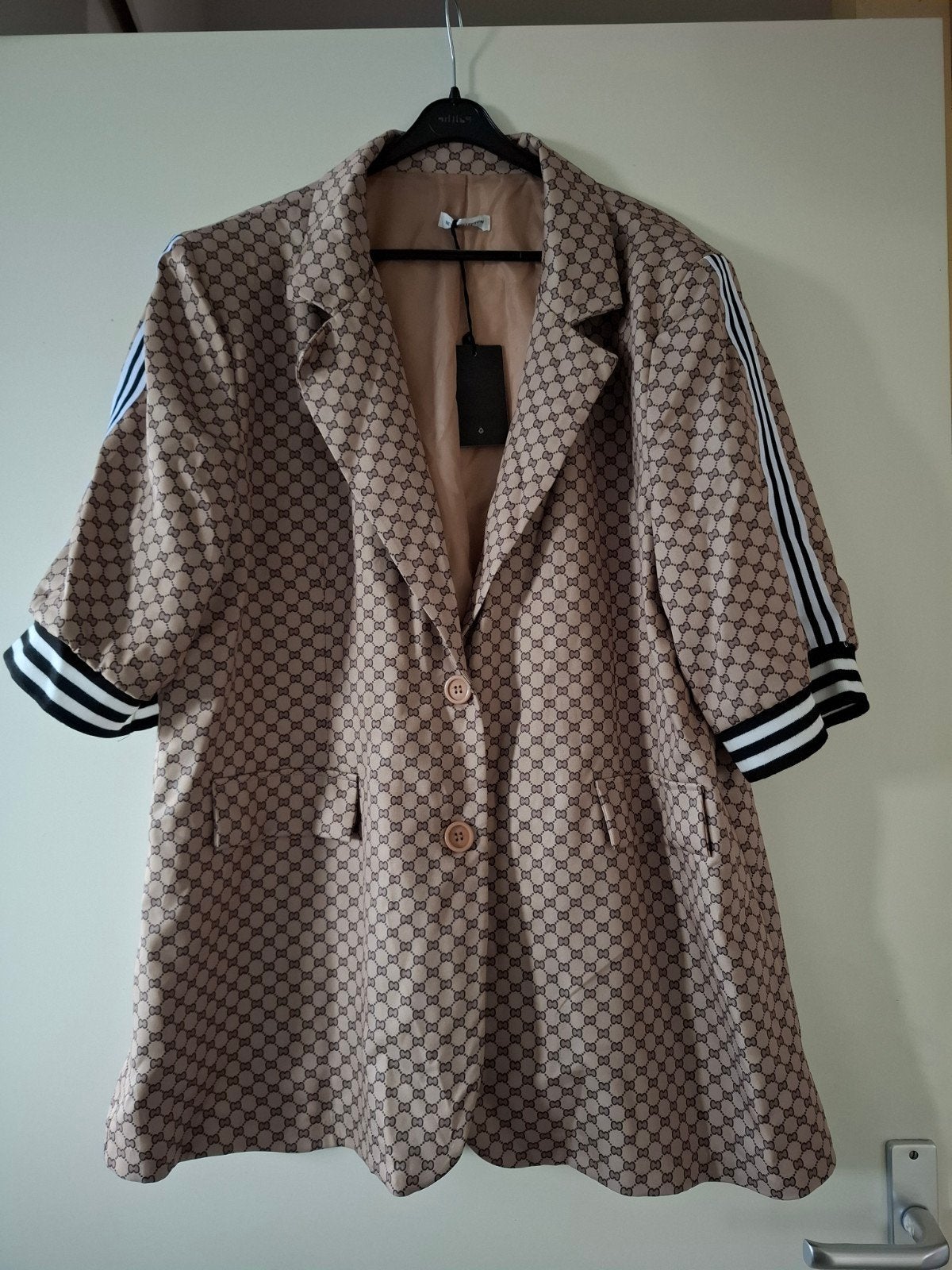 Blazer korte mouw met print, maat 46-48 nieuw, Beige, Maat 46/48 (XL) of groter, Nieuw, Ophalen of Verzenden