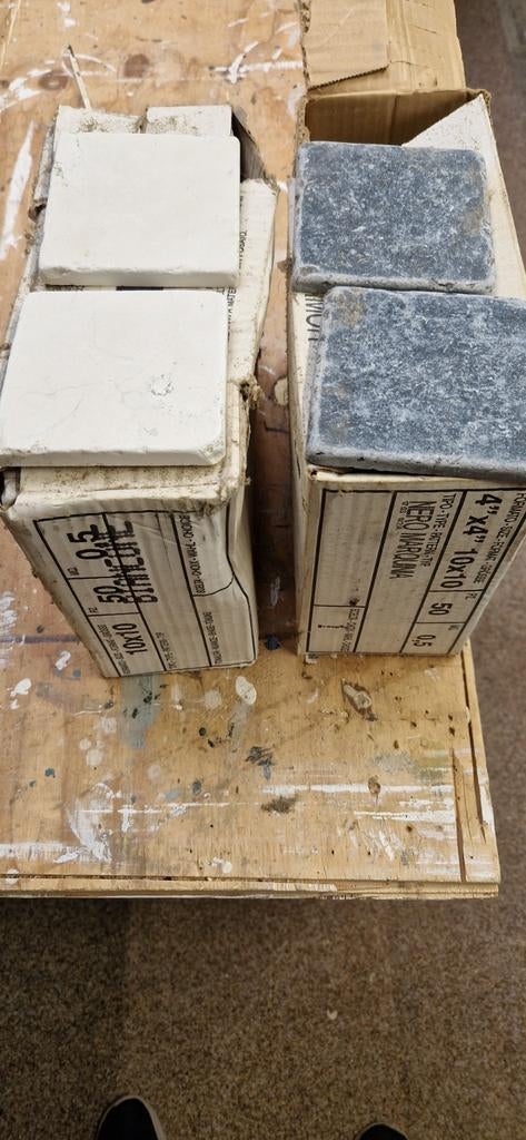 Wandtegels Bianco & Nero Marquina 10x10 cm, Doe-het-zelf en Verbouw, Tegels, Ophalen, Wandtegels, Nieuw, Minder dan 20 cm