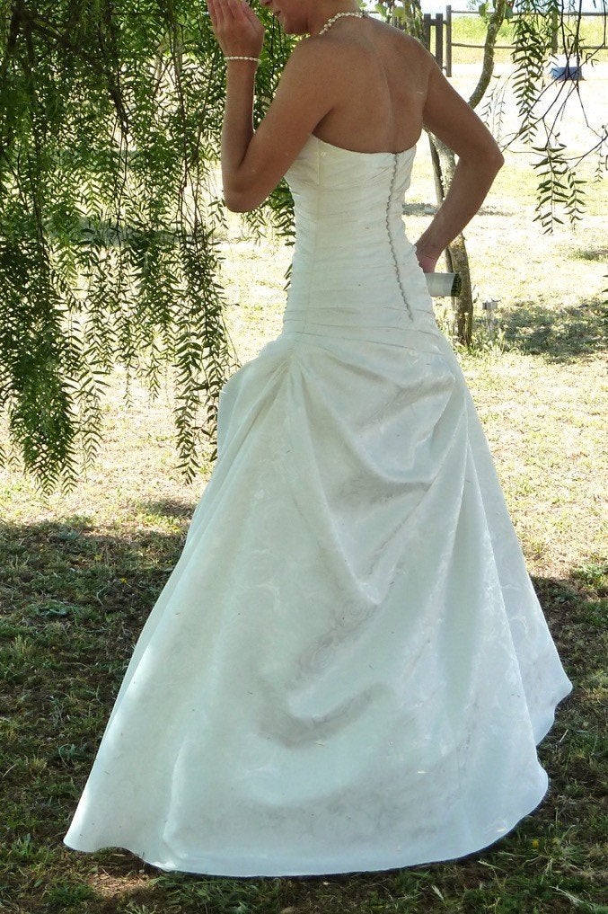 Bruidsjurk strapless top Spaans merk maat 36, Ophalen of Verzenden, Zo goed als nieuw, Wit, Trouwjurk
