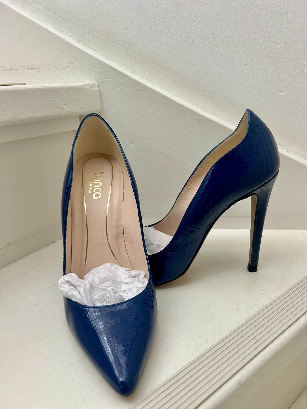 Kemal Tanca leren pumps als nieuw, Ophalen of Verzenden, Zo goed als nieuw, Blauw, Pumps