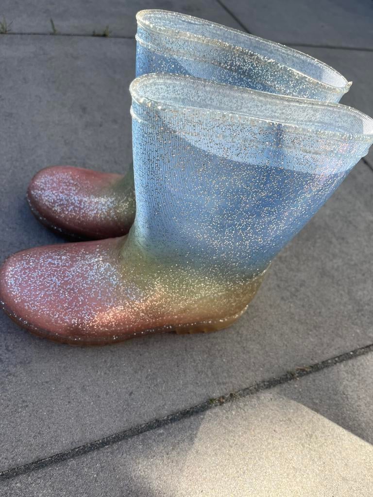 Regenboog regenlaarsjes met glitter maat 31, Ophalen, Gebruikt, Meisje, Laarzen