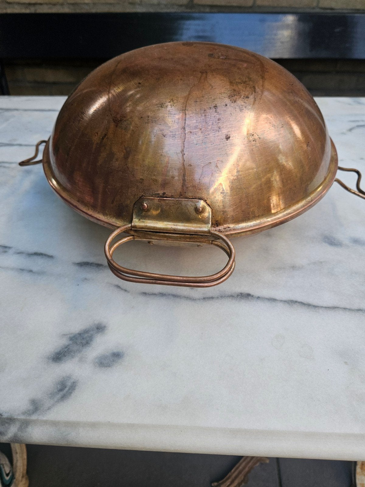 Traditionele koperen Portugese Cataplana pan, Huis en Inrichting, Ophalen of Verzenden, Gebruikt