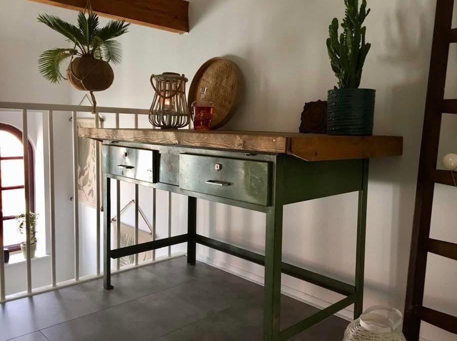 Uniek Vintage Industrieel Bureau - Werkbank met Lades, Ophalen, Overige typen, Groen, Gebruikt