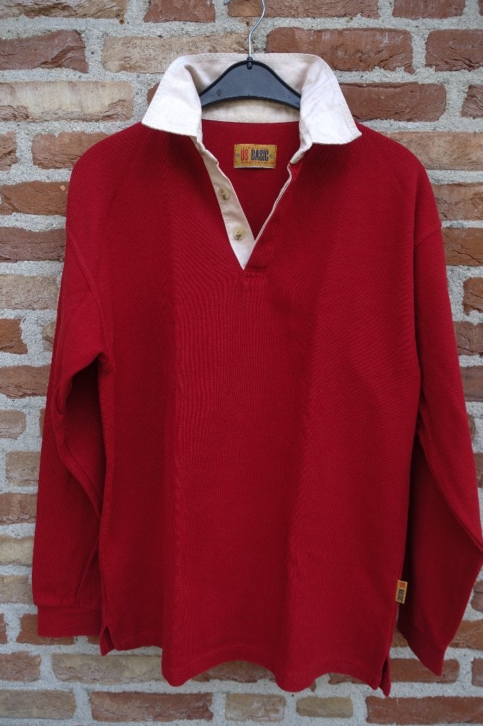 sportieve rode fijn geribbelde heren polo trui valt als L, Kleding | Heren, Ophalen of Verzenden, Zo goed als nieuw, Rood, Maat 52/54 (L)