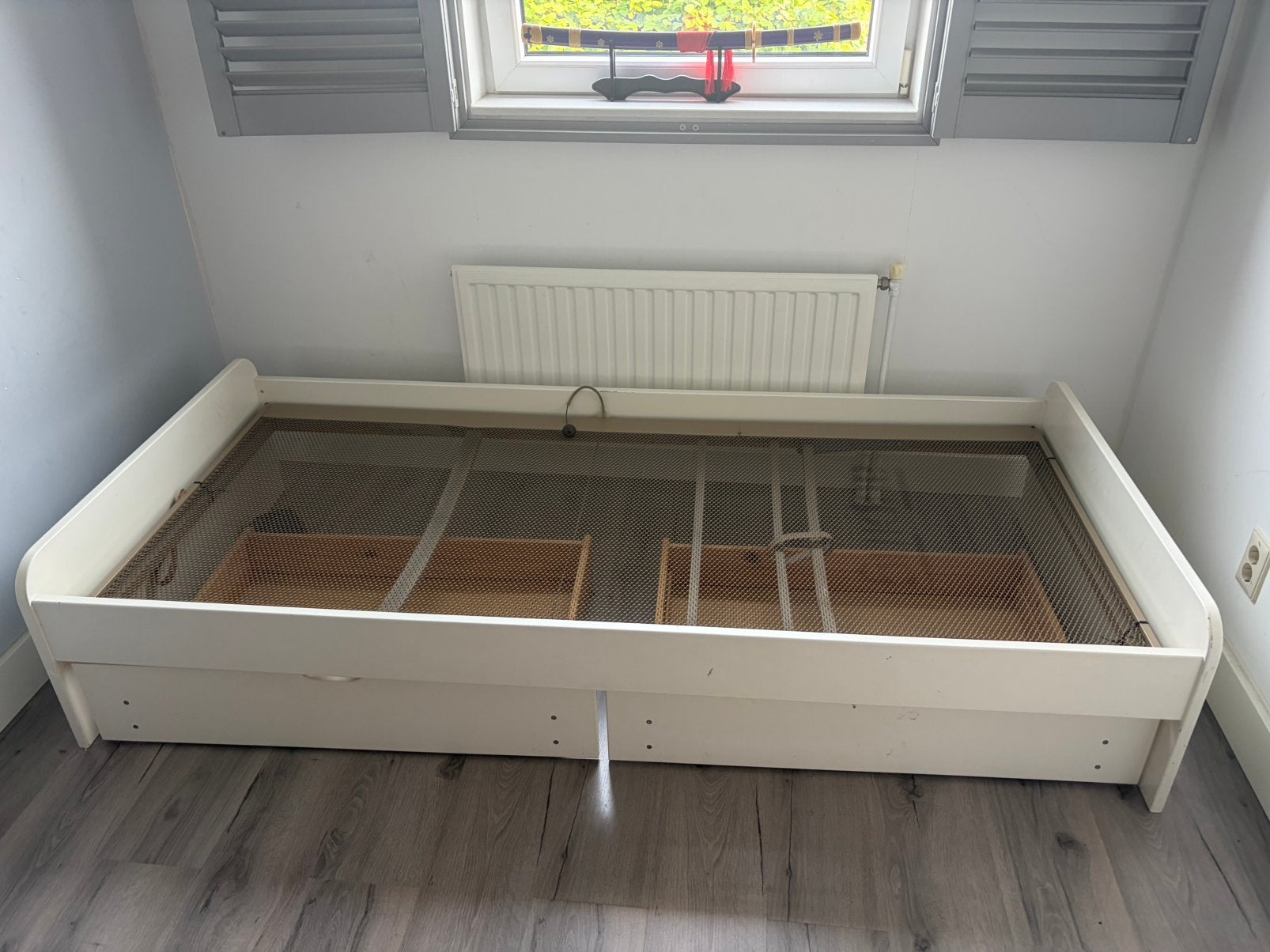 Auping eenpersoonsbed wit met 2 lades, Ophalen, 90 cm, Eenpersoons, Wit