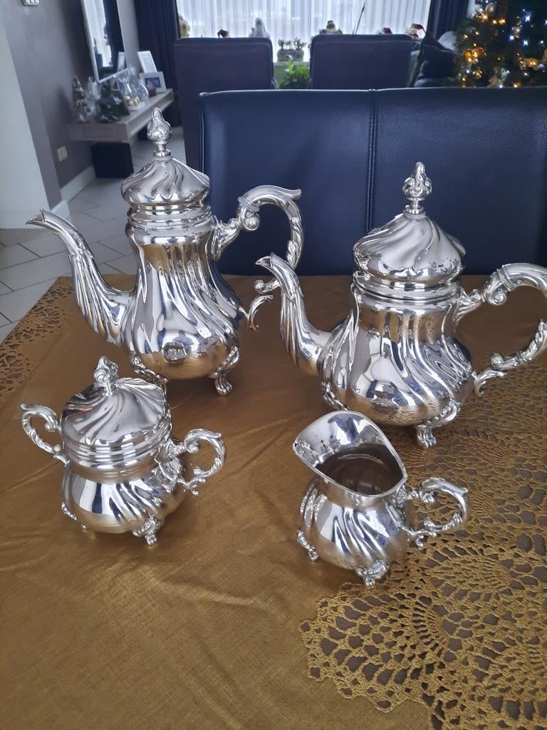 Verzilverd theeservies / koffieservies - 4-delig, Ophalen