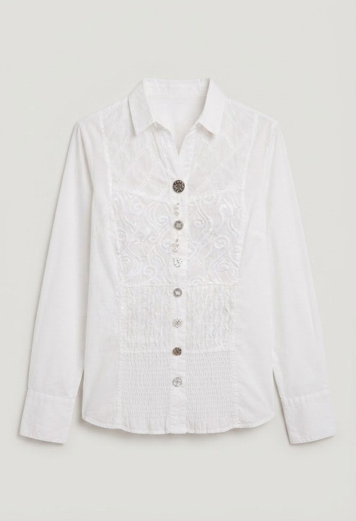 blouse Peter hahn/katoen, Verzenden, Wit, Maat 42/44 (L), Zo goed als nieuw