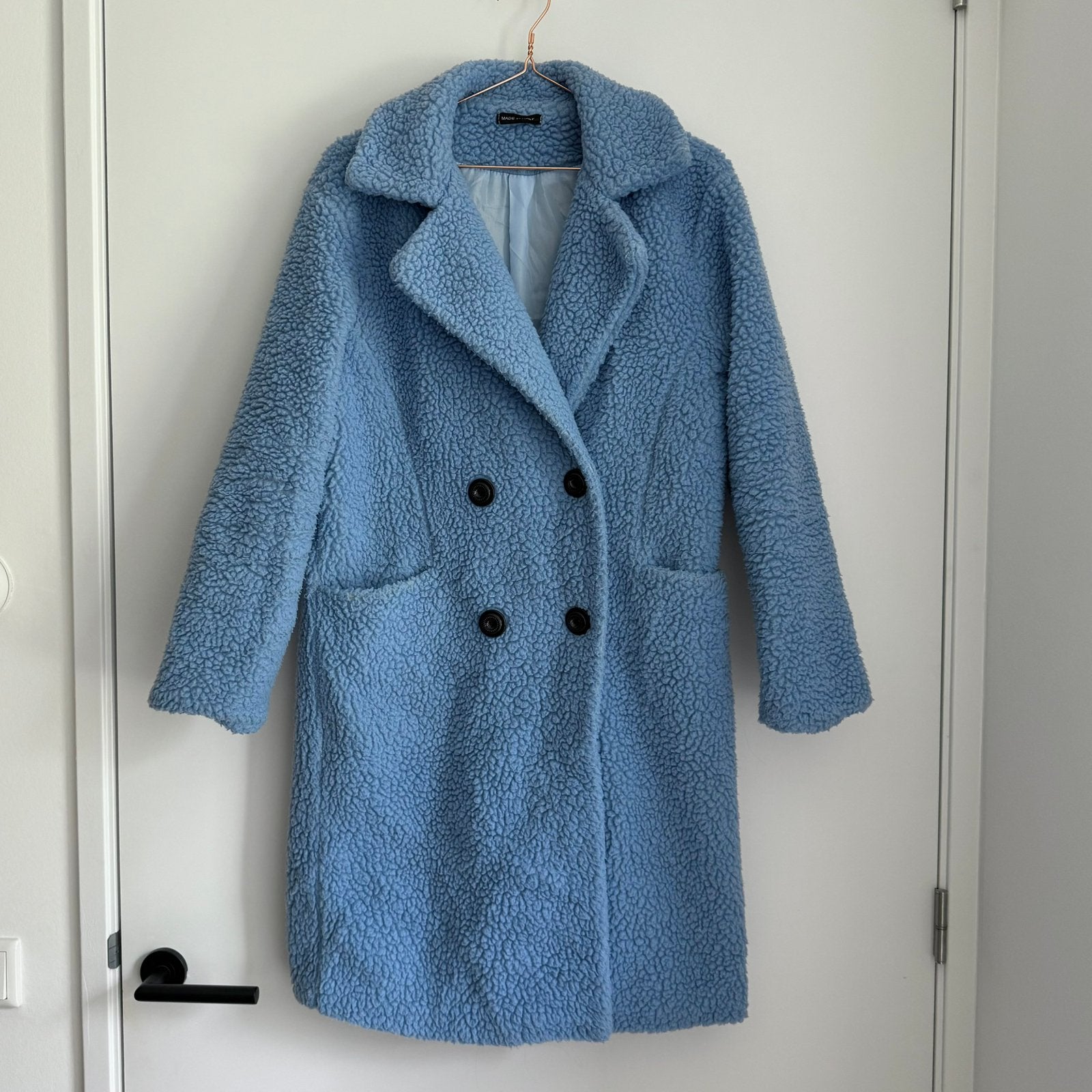 Blauwe teddy jas, Ophalen of Verzenden, Gedragen, Maat 36 (S), Blauw