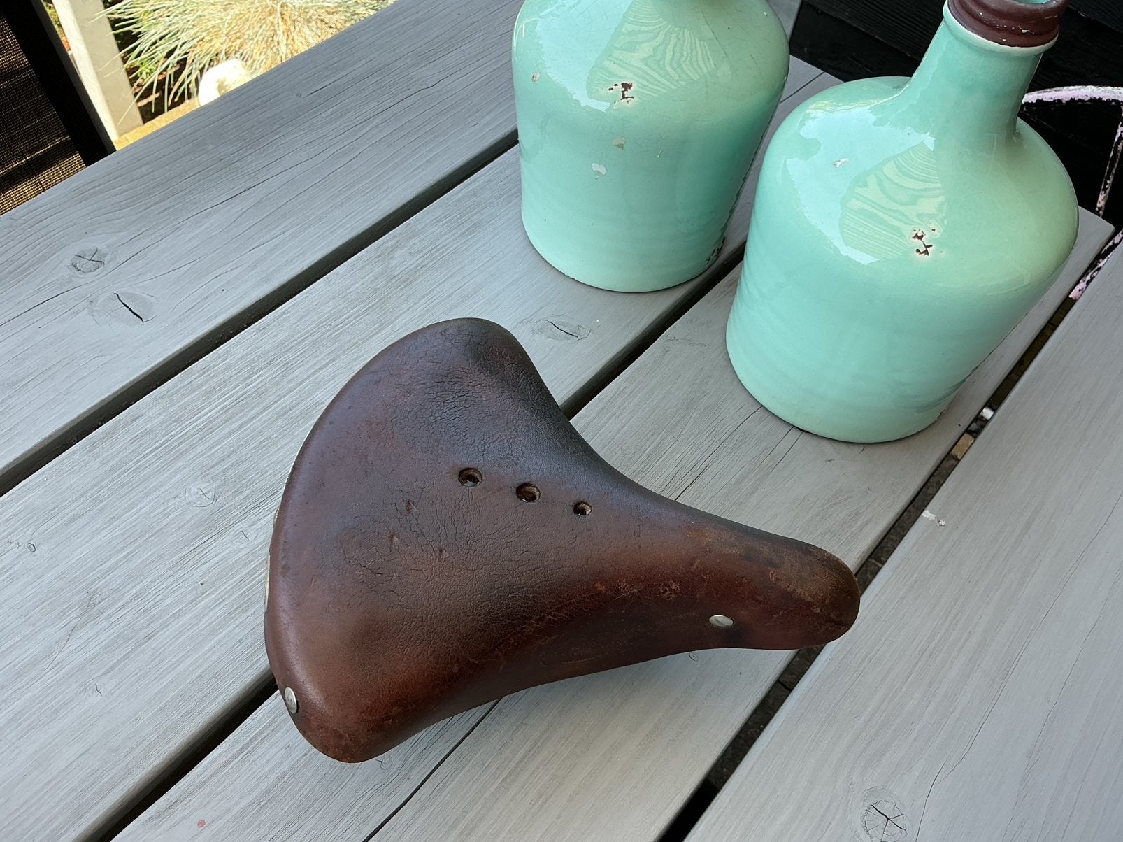 Origineel lederen Lepper fietszadel jaren 60 Vintage, 59 cm of meer, Ophalen of Verzenden