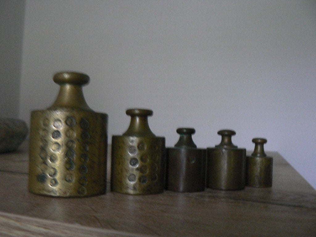 5 Koperen gewichten koper Antiek, Ophalen of Verzenden, Koper
