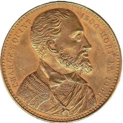 Suitepenning van Keizer Karel De buste van Keizer Karel staa, Ophalen of Verzenden, Overige materialen