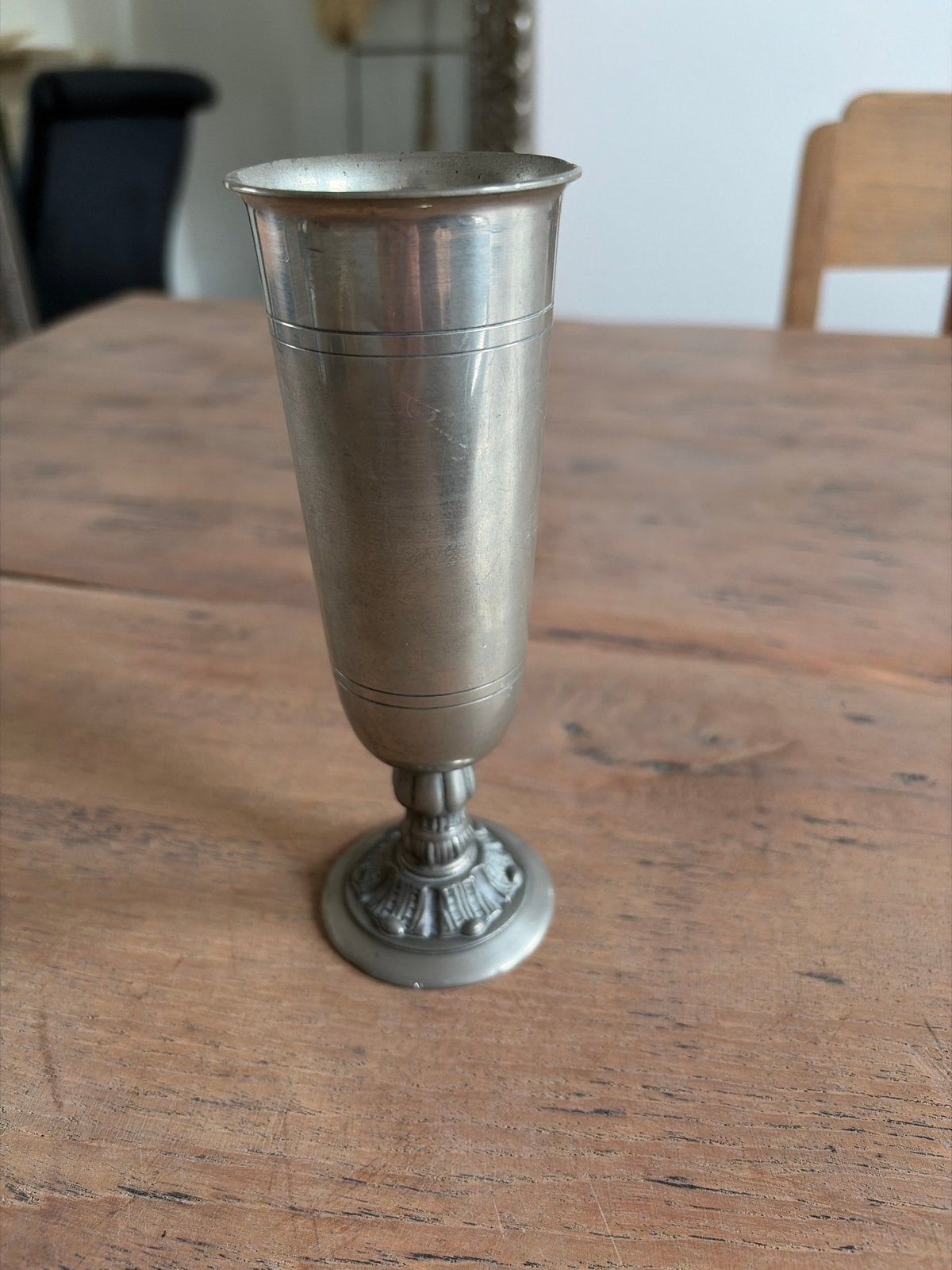 Antieke tinnen beker met sierlijke voet, Antiek en Kunst, Ophalen