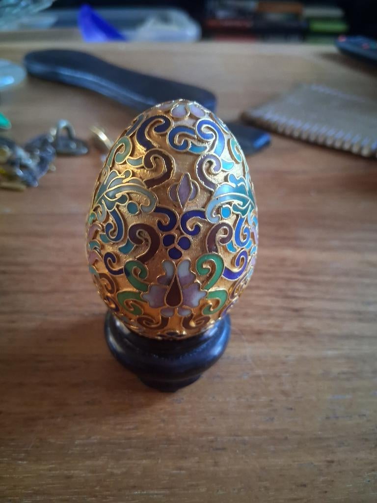 Decoratief Cloisonné Ei op Standaard - Handgemaakt, Ophalen of Verzenden